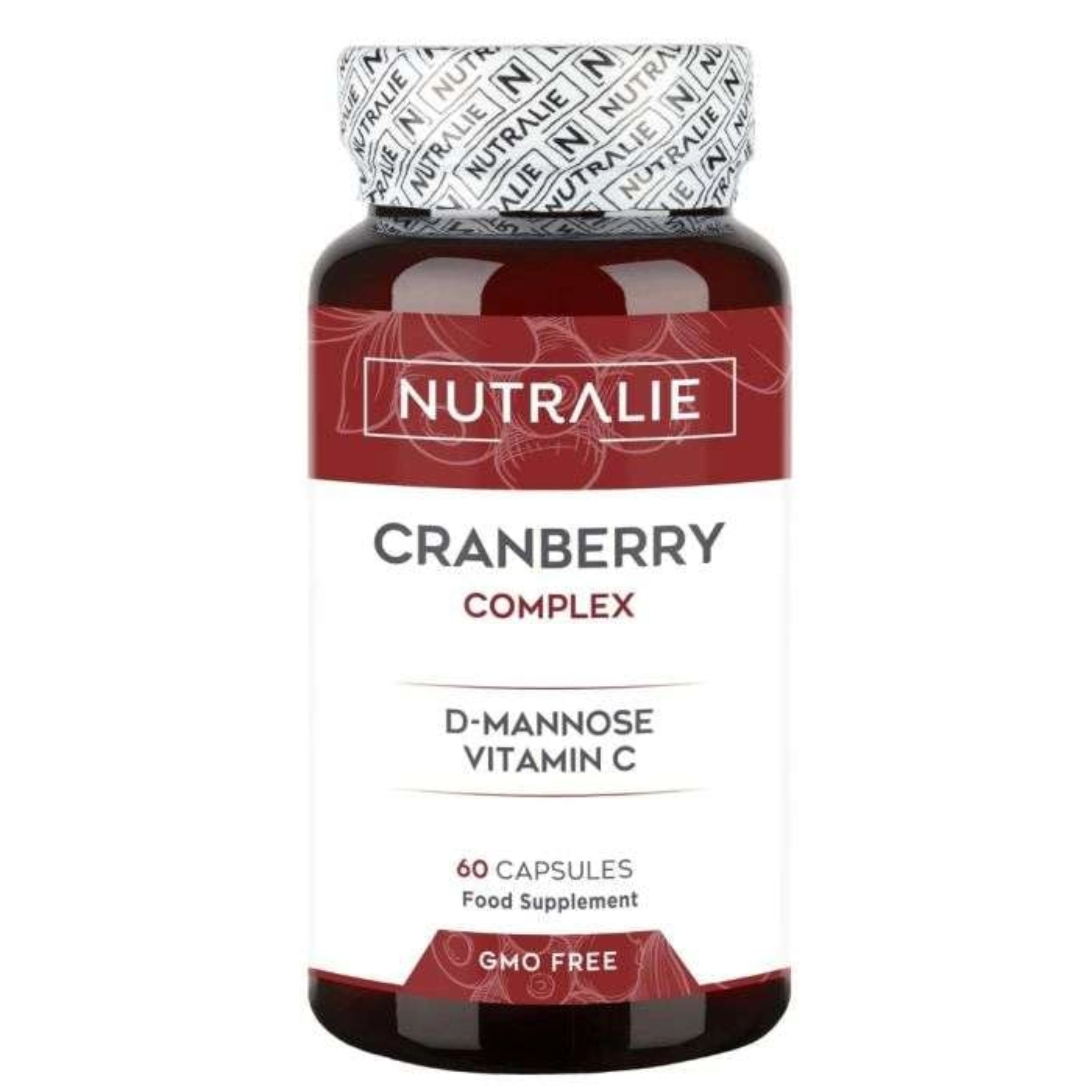 Boîte de Nutralie Cranberry Complex 60 capsules avec D-Mannose et Hibiscus pour le confort urinaire.