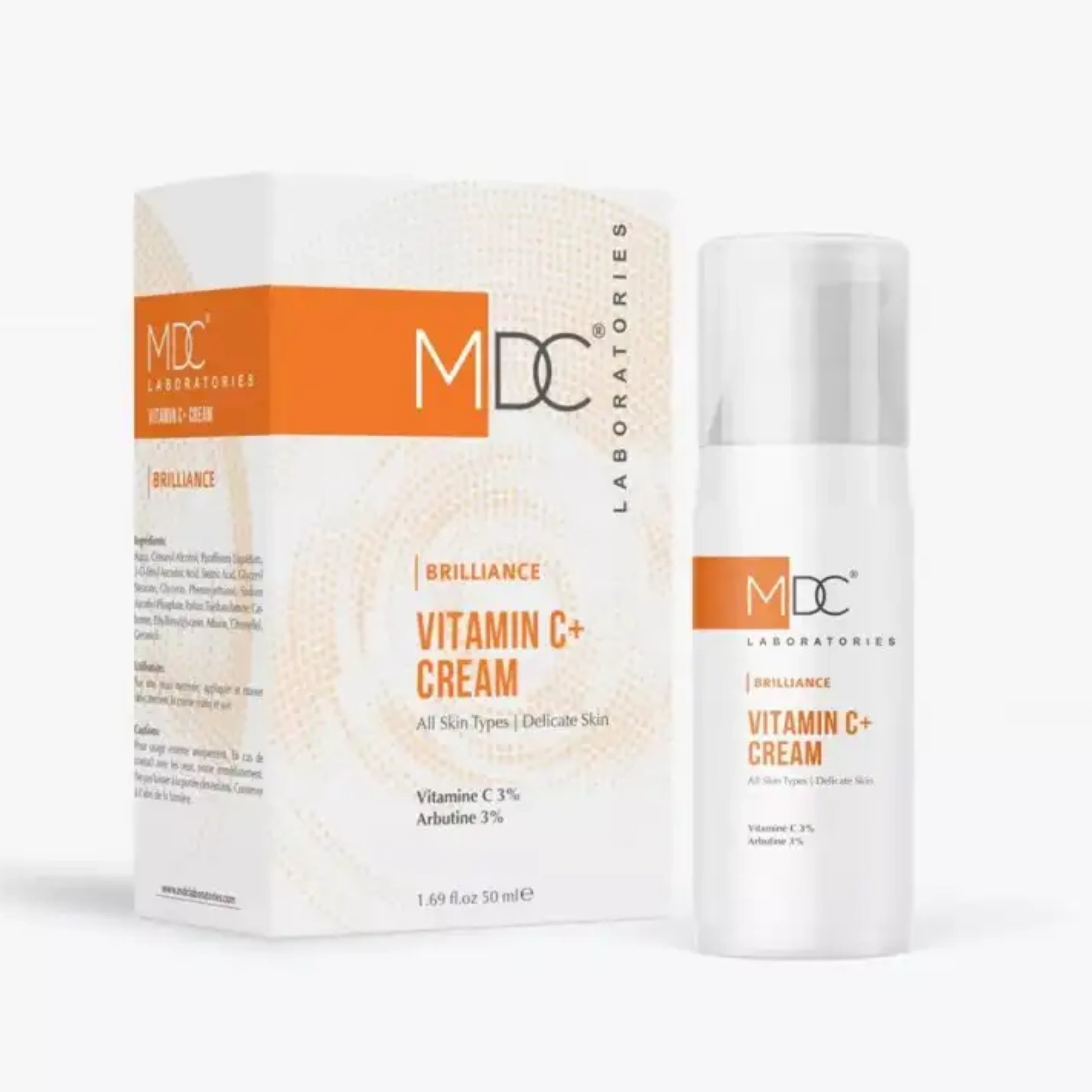 Crème Visage Vitamine C MDC Brillance C+ pour un teint éclatant et une peau protégée.