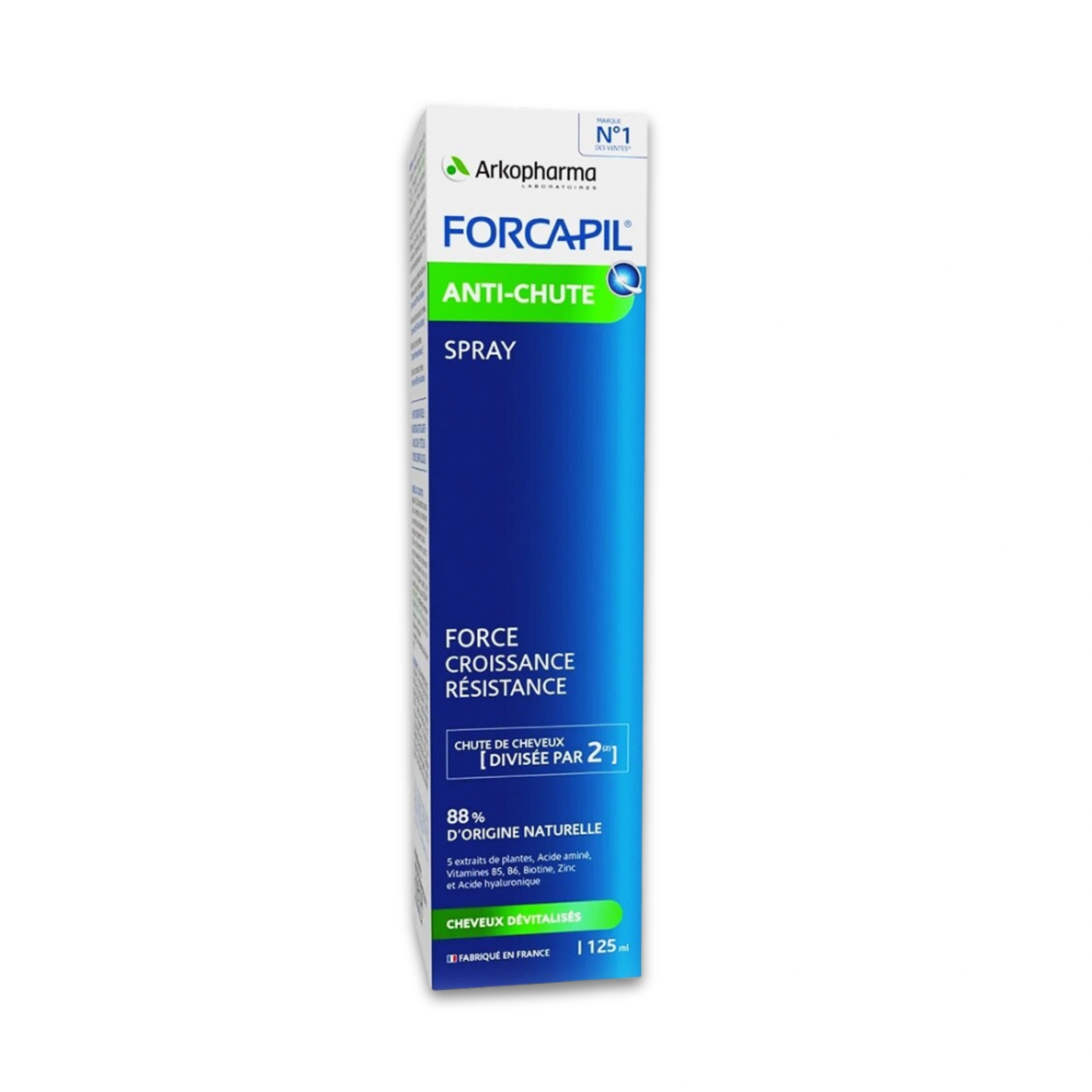 Forcapil Spray Anti-chute d'Arkopharma aux extraits de plantes et vitamines pour freiner la chute des cheveux