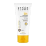 Écran Solaire Fluide SOSKIN SPF 50+ pour une protection maximale du visage contre les UV et les taches.