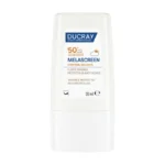 Flacon de Ducray Melascreen Control Fluide Invisible SPF50+, protection quotidienne anti-taches 365 jours.