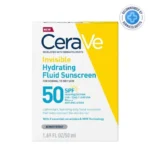 Flacon de CeraVe Fluide Solaire SPF 50 Invisible et Hydratant, protection visage aux céramides.