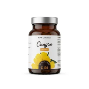 Flacon de GPH Onagre 100 capsules pour l'équilibre hormonal et la beauté de la peau.