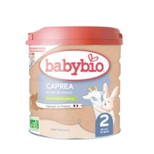 Boîte de lait infantile biologique Babybio Caprea 2 au lait de chèvre, 800g.