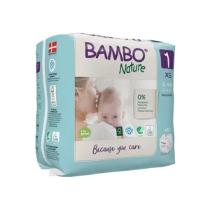 Paquet de 22 couches écologiques Bambo Nature Taille 1 XS pour bébés de 2 à 4 kg.