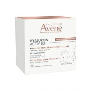 Pot de gel-crème Avène Hyaluron Activ B3 50ml, soin régénérant à la niacinamide et acide hyaluronique.