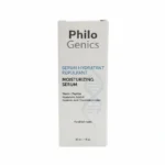 Flacon compte-gouttes Philo Genics Serum Hydratant Repulpant 30ml, soin booster d'éclat pour le visage.