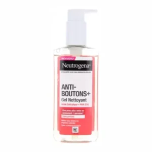 Flacon pompe de Neutrogena Anti-Boutons+ Gel Nettoyant PHA 2% 200ml pour peaux à tendance acnéique.