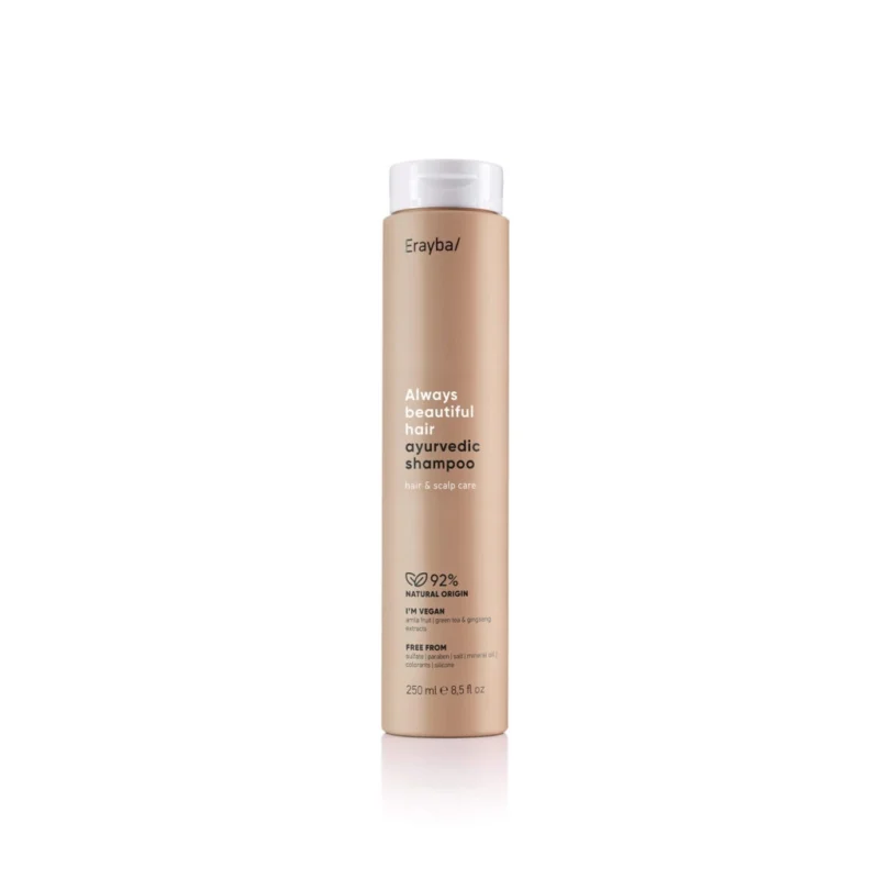 Flacon de Erayba Always Beautiful Hair Ayurvedic Shampoing 250 ml pour le soin lavant naturel et vegan des cheveux