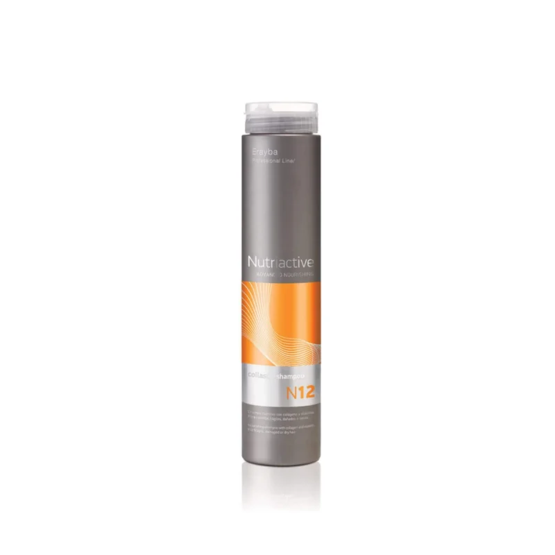 Flacon de shampooing Erayba Nutriactive N12 Collastin Shampoing 250 ml pour cheveux secs et abîmés