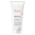 Flacon pompe de soin corporel Avène XeraCalm Nutrition Lait Hydratant 200ml pour peaux sèches et sensibles.