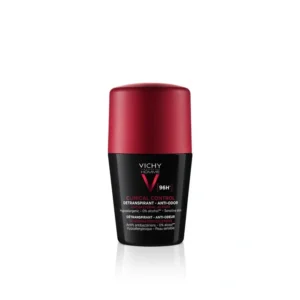 Déodorant bille roll-on Vichy Homme Clinical Control 96h, protection anti-transpirante extrême.