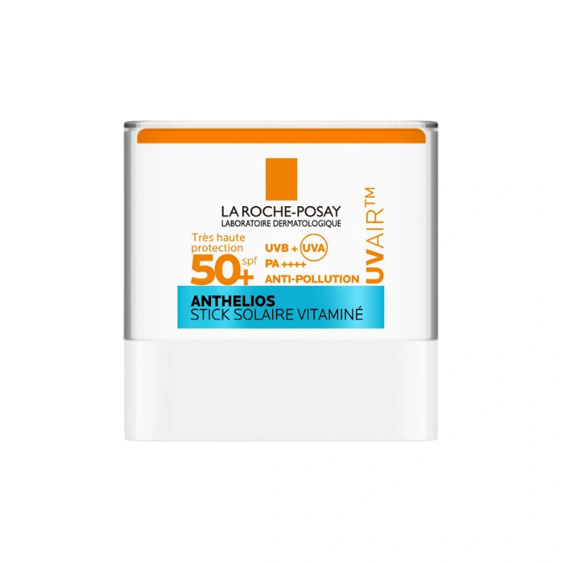 Stick solaire de poche La Roche-Posay Anthelios UVAIR SPF50+ de 10ml au fini invisible et satiné.