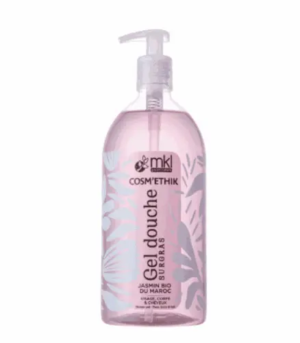 Flacon pompe de mkl gel douche surgras mure sauvage bio 1l pour l'hygiène, la douceur et l'hydratation gourmande de toute la famille
