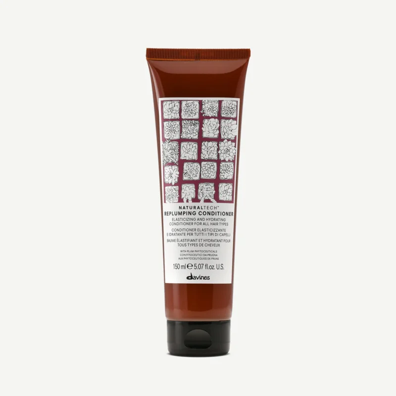 davines-naturaltech-replumping-conditioner Flacon de Davines Naturaltech Replumping Conditioner, après-shampooing repulpant pour cheveux secs ou fins.