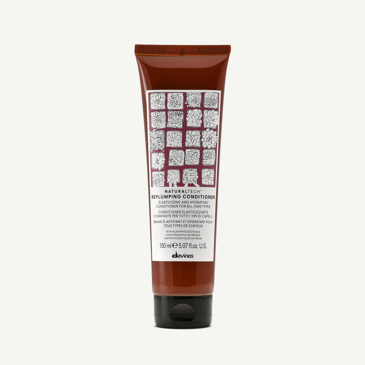 Flacon de Davines Naturaltech Replumping Conditioner, après-shampooing repulpant pour cheveux secs ou fins.