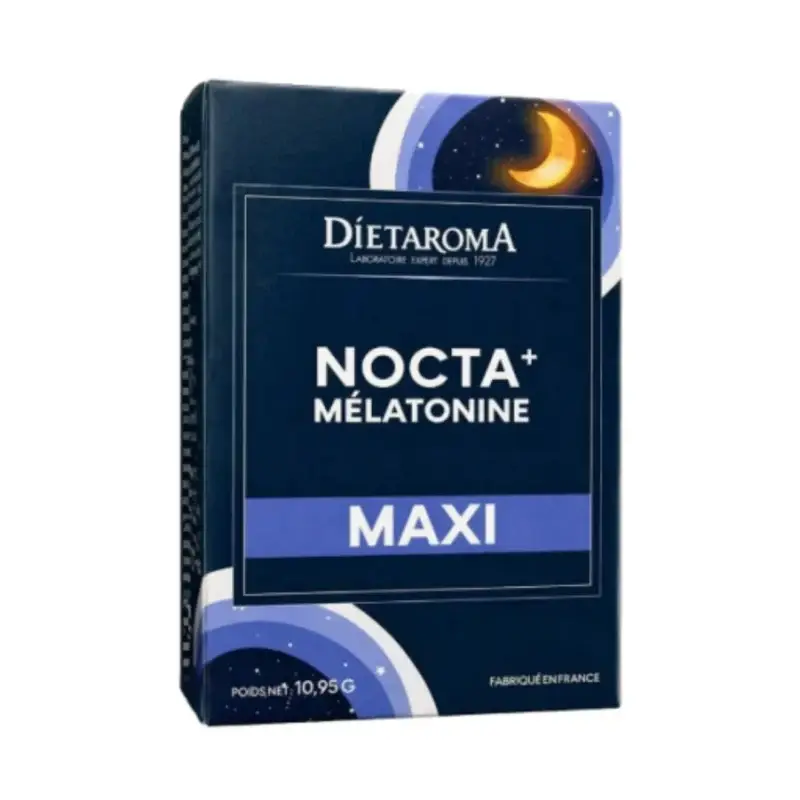 Boîte de compléments alimentaires Dietaroma Nocta+Melatonine Maxi contenant 15 comprimés pour le sommeil.