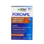 Boîte de Arkopharma Forcapil Kératine+ Anti-Casse contenant 60 gélules pour fortifier et réparer les cheveux fragiles.