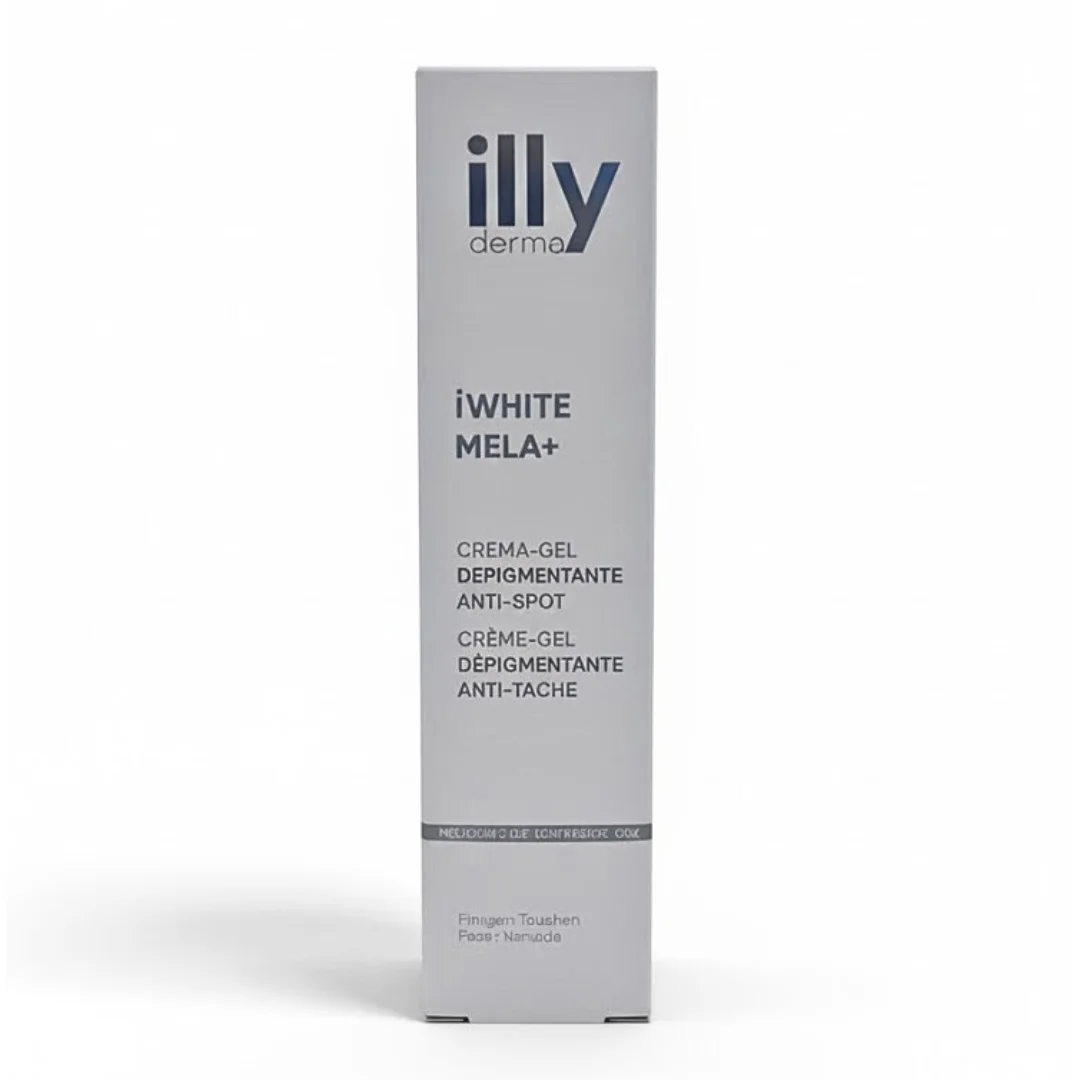 Tube de Illyderme Iwhite Mela+ Gel-Crème Dépigmentante 40ml, soin traitant anti-taches et éclaircissant pour le visage