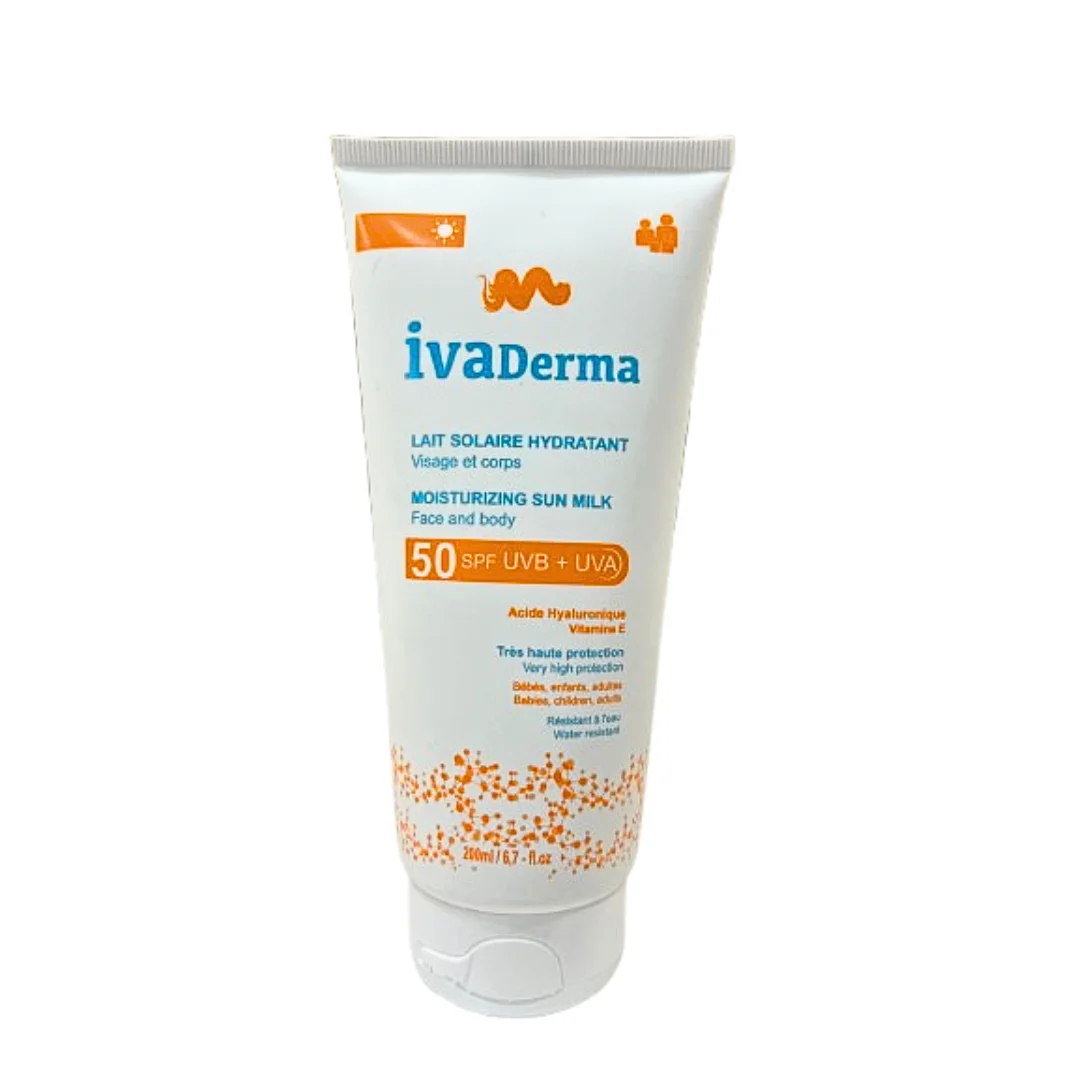 Ivaderma Solaire SPF50 Hydratant Visage et Corps 200ml – Très Haute Protection