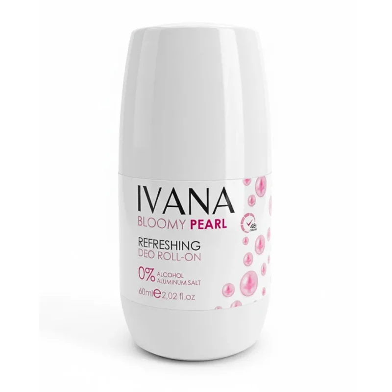 Ivana-Deo-Bloomy-Pearl-48H-60ml Ivana Deodorant Bloomy Pearl 48H en flacon roll-on de 60ml, soin déodorant 100% naturel et éclaircissant pour les aisselles