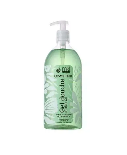 Flacon pompe de mkl gel douche surgras aloe vera bio 1l pour l'hygiène, l'hydratation et le confort de toute la famille