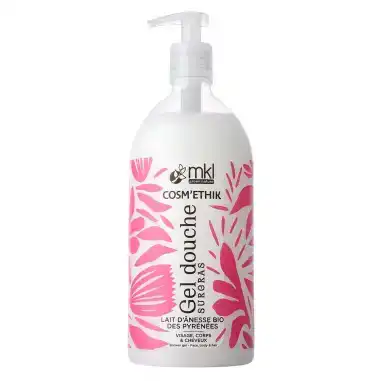 Flacon pompe de mkl gel douche surgras lait anesse bio 1l pour l'hygiène, la réparation et le confort des peaux sensibles de toute la famille