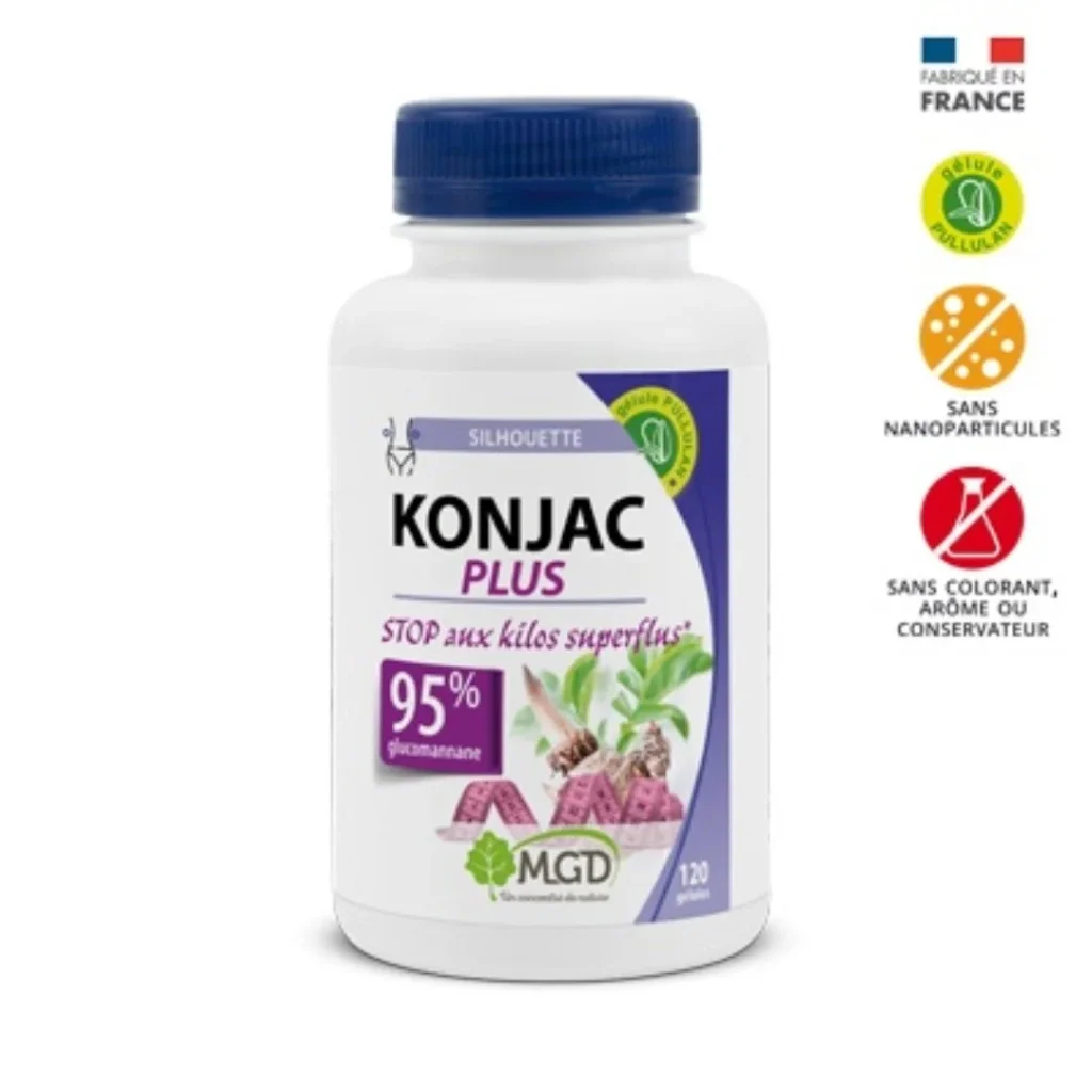 MGD Konjac Plus 120 gélules, complément alimentaire naturel coupe-faim et brûle-graisses