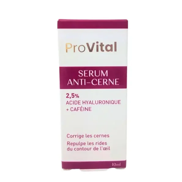 Provital Sérum Anti-Cernes en flacon de 10ml, soin contour des yeux concentré en acide hyaluronique et caféine contre les poches et cernes