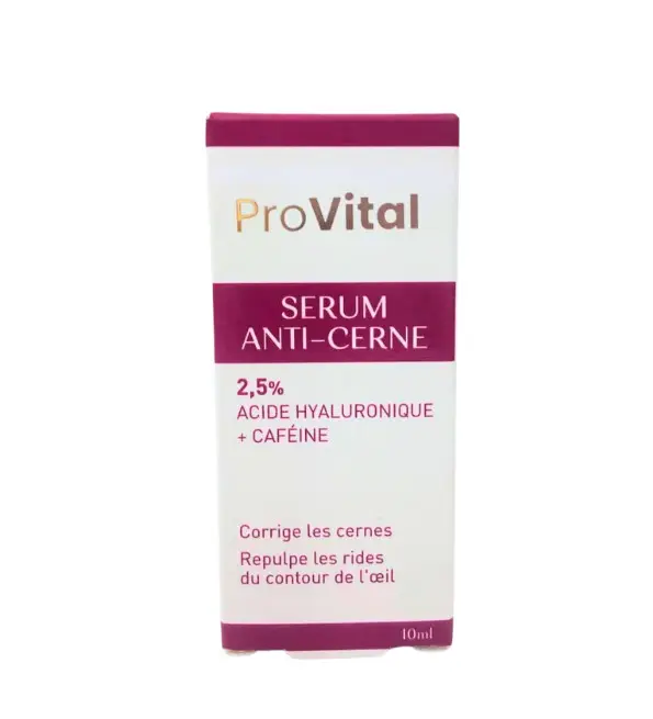 Provital Sérum Anti-Cernes en flacon de 10ml, soin contour des yeux concentré en acide hyaluronique et caféine contre les poches et cernes