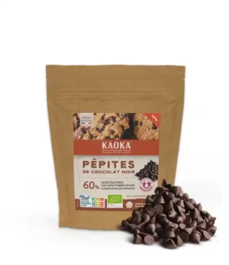 Sachet kaoka pépites de chocolat noir 100g certifiées biologiques et équitables à 58% de cacao