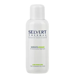 Flacon 200ml de Solution Nettoyante Peaux Acnéiques Selvert purifiante et matifiante.