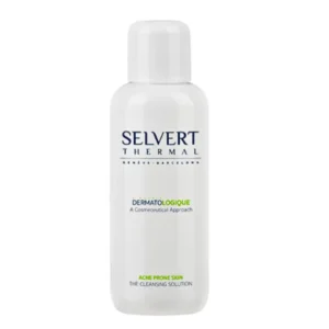 Flacon 200ml de Solution Nettoyante Peaux Acnéiques Selvert purifiante et matifiante.