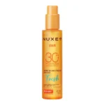 Nuxe Sun brume solaire fraîche SPF 30 en flacon spray de 150ml, protection solaire invisible et rafraîchissante pour le corps et le visage.