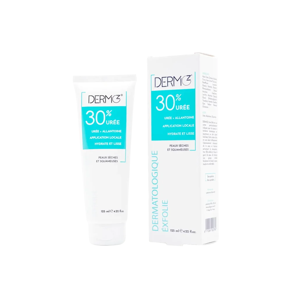 Dermoz crème urée 30% en tube de 125ml, soin dermatologique kératolytique et hydratant intense pour peaux très sèches et rugosités