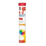 Tube de comprimés effervescents Doppelherz Aktiv A-Z Multivitamines et Minéraux goût orange fruit de la passion.