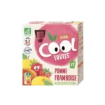 Pack de 4 gourdes de compote bio Vitabio Cool Fruits Pomme Framboise à l'acérola.