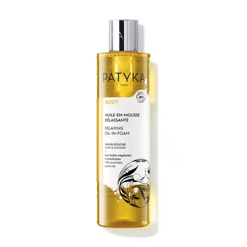 Flacon 200ml Patyka Body Huile en Mousse Délassante pour le corps.