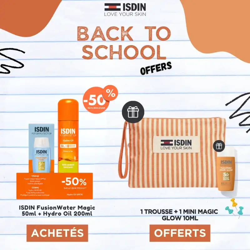 Pack ISDIN Fusion Water Magic 50ml + Hydro Oil 200ml (-50% 2ème produit)