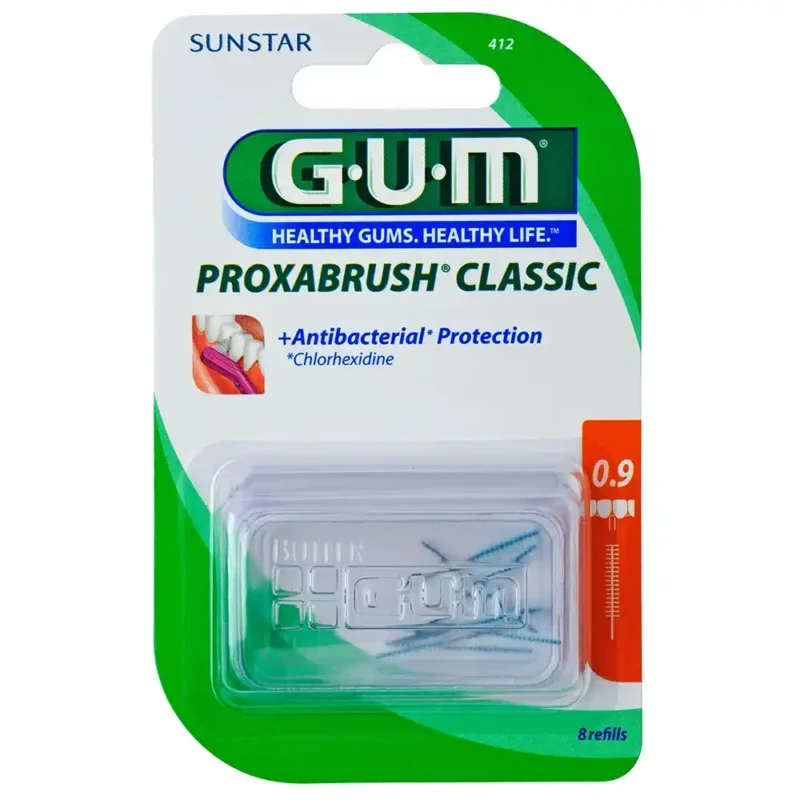 Pack de 8 brossettes interdentaires ultra fines GUM 0.9mm Référence 412.