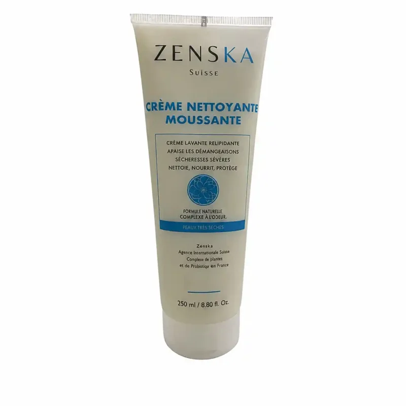 zenska-creme-nettoyante-moussante-250ml Flacon 250ml Zenska Crème Nettoyante Moussante hydratante et apaisante pour le visage.