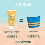 Tube de Bergasol Crème Invisible SPF50+ Toucher Sec Sans Parfum de 50ml pour toute la famille.