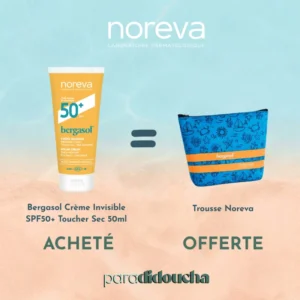 Tube de Bergasol Crème Invisible SPF50+ Toucher Sec Sans Parfum de 50ml pour toute la famille.