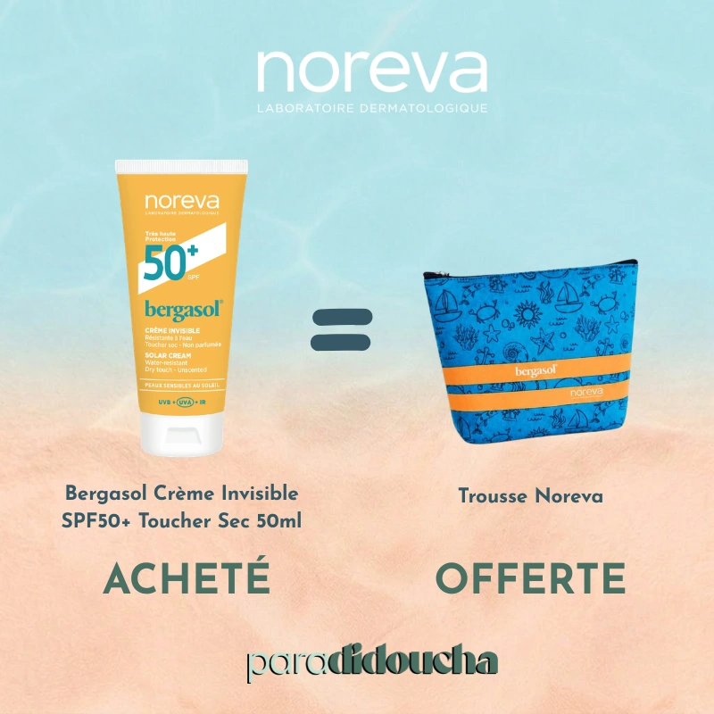 Tube de Bergasol Crème Invisible SPF50+ Toucher Sec Sans Parfum de 50ml pour toute la famille.