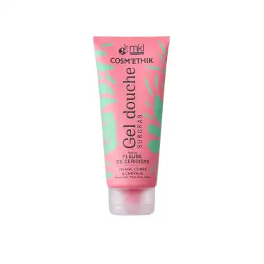 Flacon tube de mkl gel douche surgras fleurs de cerisiers 200ml pour l'hygiène, la douceur et l'hydratation parfumée de toute la famille