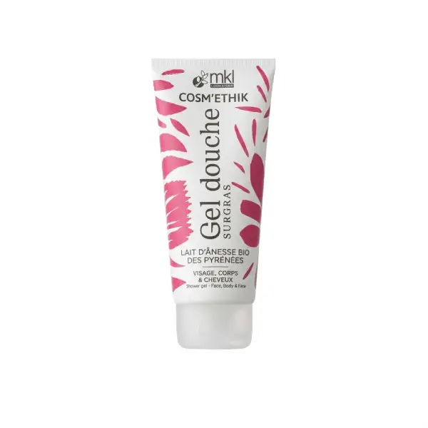 Flacon tube de mkl gel douche surgras lait d'anesse bio 200ml pour l'hygiène, la réparation et le confort nomade des peaux sensibles