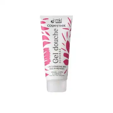 Flacon tube de mkl gel douche surgras lait d'anesse bio 200ml pour l'hygiène, la réparation et le confort nomade des peaux sensibles