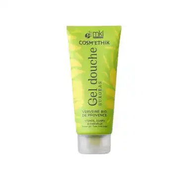 Flacon tube de mkl gel douche surgras verveine bio 200ml pour l'hygiène, la fraîcheur tonifiante et le confort nomade de toute la famille
