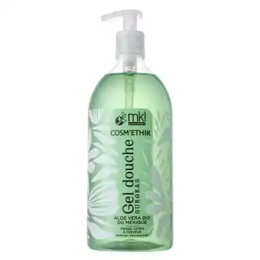 Flacon pompe de mkl gel douche surgras aloe vera bio 1l pour l'hygiène, l'hydratation et le confort de toute la famille