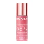 Flacon nomade en verre NUXE Huile Prodigieuse Or Florale Roll-On de 60ml avec applicateur à bille pour un éclat or rose irisé.